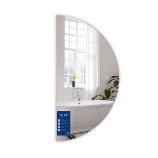 Дзеркало настінне Taurus (TA1) HR1200 мм, напівкругле, з LED-підсвіткою Touch, антизапотіванням, димером, рег. темп. кольору (3000-6500K) Qtap, фото 1
