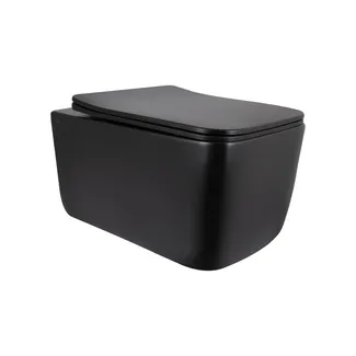 Унітаз підвісний Gemini Ultra Quiet 520×360×350 мм, Matt Black, з сидінням Slim Duroplast/ Soft-close/ Quick Release QTGEM28BLM50505 Qtap, фото 1