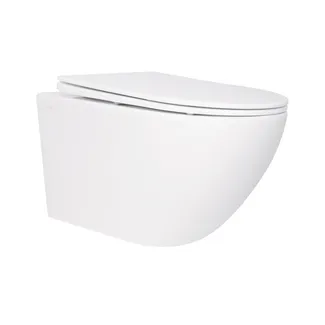 Унітаз підвісний Jay Rimless 520х360х320 мм, White, з сидінням Slim Duroplast/ Soft-close/ Quick Release QT07335176W Qtap, фото 1