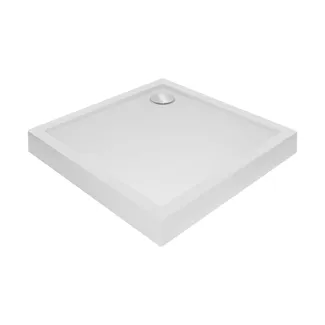 Душовий піддон Tern 308812C, 80x80x12 см, квадратний, акриловий + ніжки, діаметр зливу 90 мм + сифон з гідрозатвором хром Qtap, фото 1