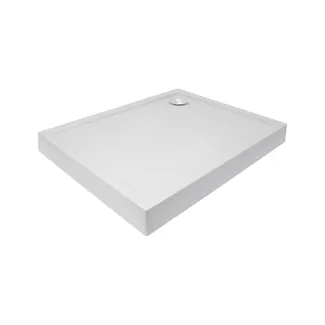 Душовий піддон Tern 301812C, 100x80x12 см, прямокутний, акриловий + ніжки, діаметр зливу 90 мм + сифон з гідрозатвором хром Qtap, фото 1