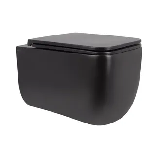 Унітаз підвісний Gemini Ultra Quiet 530х365х373 мм, Matt Black, з сидінням Slim Duroplast/ Soft-close/ Quick Release QT2533076EUQMB Qtap, фото 1