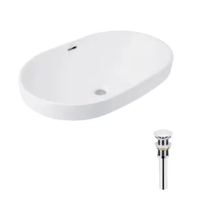 Комплект Qtap Leo: Раковина врізна овальна 590x400x170 мм White + Донний клапан PU02O, фото 1