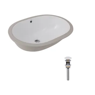 Комплект Qtap Stork: Раковина врізна овальна 570x390x210 мм White + Донний клапан PU02O, фото 1