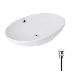Комплект Qtap Dove: Раковина накладна овальна 635x420x150 мм White + Донний клапан PU02O, фото 1