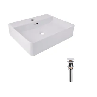 Комплект Qtap Nando LT: Раковина підвісна прамокутна 500х420х130 мм White + Донний клапан PU02O, фото 1