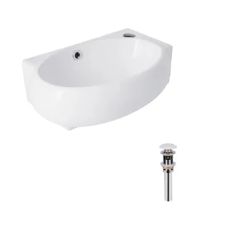 Комплект Qtap Leo: Раковина підвісна овальна права 430x285x160 мм White + Донний клапан PU02O, фото 1