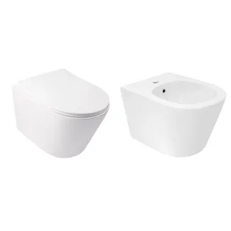 Комплект Qtap Swan 2 в 1: унітаз підвісний Rimless + біде підвісне, фото 1