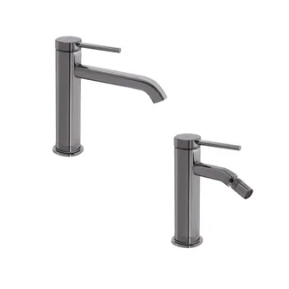 Комплект для умивальника+біде Qtap Robin Black Chrome: Змішувач для раковини QTROB1060M102K + Змішувач для біде QTROB2060102K, фото 1