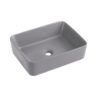 Раковина накладна Tern 480x370x135 мм, Stone grey, прямокутна, з донним клапаном QT17116069SG Qtap, фото 1