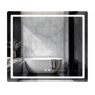 Дзеркало настінне Mideya (MI2) 800х700 мм, прямокутне, з LED-підсвіткою Touch, антизапотіванням, димером, рег. яскравості Qtap, фото 1