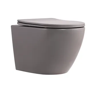 Унітаз підвісний Robin Ultra Quiet 520×365×340 мм, Stone grey, з сидінням Slim Duroplast / Soft-close / Quick Release QTROB26SG48996 Qtap, фото 1