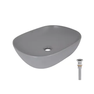 Раковина накладна Aquarius 470x380x120 мм, Stone grey, прямокутна, з донним клапаном QTAQA188SG49780 Qtap, фото 1