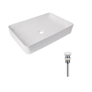 Комплект Qtap Tern: Раковина накладна прамокутна 600x400x110 мм WHITE + Донний клапан PU02, фото 1