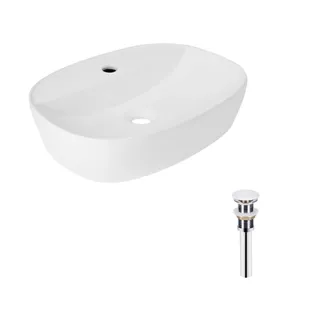 Комплект Qtap Scorpio: Раковина накладна овальна 500x380x120 мм White + Донний клапан PU02, фото 1