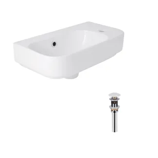 Комплект Qtap Tern: Раковина підвісна прамокутна права 450х250х158 мм White + Донний клапан PU02O, фото 1