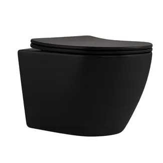 Унітаз підвісний Robin New Ultra Quiet 490x365x325 мм, Matt Black, з сидінням Slim Duroplast/ Soft-close/ Quick Release QT13332381АSMB Qtap, фото 1