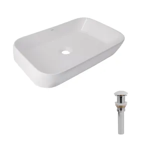 Комплект Qtap Scorpio: Раковина накладна 550x390x120 мм, White, прямокутна + Донний клапан Pop-up PU02, фото 1