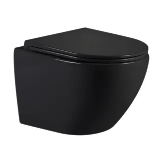 Унітаз підвісний Jay Ultra Quiet 485х360х320 мм, Matt Black, сидінням Slim Duroplast/ Soft-close/ Quick Relase QT07335177MB Qtap, фото 1
