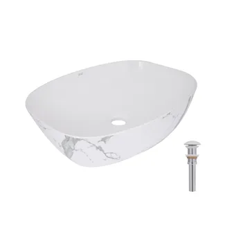 Раковина накладна Cardinal 500х380х140 мм, Marble, прямокутна, з донним клапаном QTCAR188MR49826 Qtap, фото 1