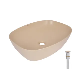 Раковина накладная Cardinal 500х380х140 мм, Beige, прямоугольная, с донным клапаном QTCAR188SB49825 Qtap, фото 1