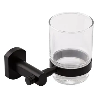 Склянка з тримачем Liberty, Black настінна QTLIBBLM1158 Qtap, фото 1