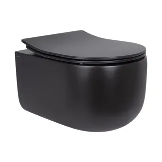 Унітаз підвісний Taurus Ultra Quiet 490х360х380 мм, Matt Black, з сидінням Slim Duroplast/ Soft-close/ Quick Release QT2433084EUQMB Qtap, фото 1