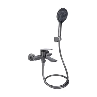 Змішувач для ванни Vlasta New, Gunmetal Black PVD (k35) з душовим гарнітуром QTVLA259GMB45643 Qtap, фото 1