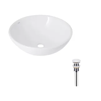 Комплект Qtap Owl: Раковина накладна кругла 400х400х155 мм White + Донний клапан PU02, фото 1
