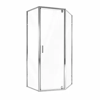 Душова кабіна Leo CRM10995-AC6, 90х90 см, п'ятикутна, скло 6 мм Clear, CalcLess, розпашна, без піддону Qtap, фото 1