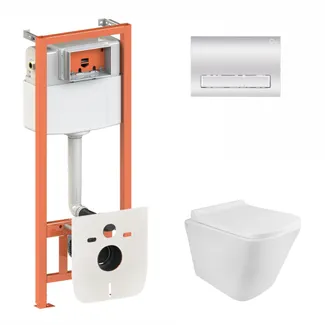 Готове рішення Qtap для ванної кімнати: підвісний унітаз Tern Rimless 490x340x350 + комплект інсталяції Nest 4 в 1 (лінійна клавіша Chrome), фото 1