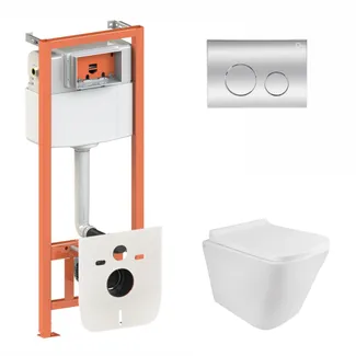 Готове рішення Qtap для ванної кімнати: підвісний унітаз Tern Rimless 490x340x350 + комплект інсталяції Nest 4 в 1 (кругла клавіша Chrome), фото 1