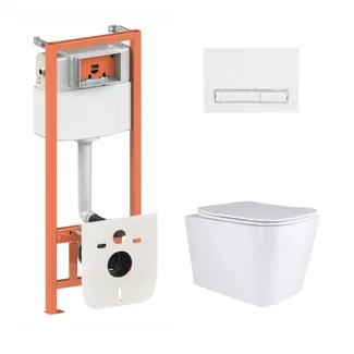 Готове рішення Qtap для ванної кімнати: підвісний унітаз Tern Ultra Quiet 525x345x360 + комплект інсталяції Nest 4 в 1 (лінійна клавіша White), фото 1
